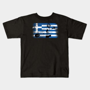 Stefanos Tsitsipas Greek Tennis - Greece flag Kids T-Shirt